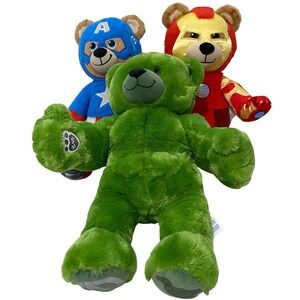 Build a Bear Marvel Avengers Plush Iron Man Hulk Captain America BABW Lot of 3